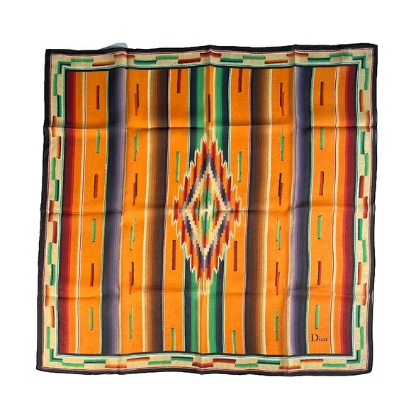 Christian Dior Vintage Silk Scarf – Navajo-Inspired Aztec Motif - Picture 1 of 13